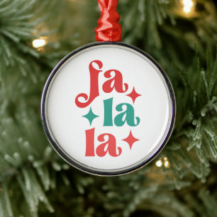 Fa La La - Festive Holiday Typography Design Metal Tree Decoration