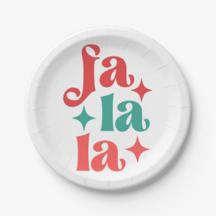 Fa La La - Festive Holiday Typography Design Paper Plate