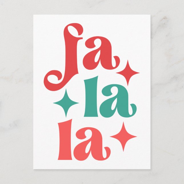 Fa La La - Festive Holiday Typography Design Postcard (Front)