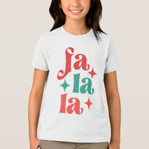 Fa La La - Festive Holiday Typography Design Tri-Blend Shirt
