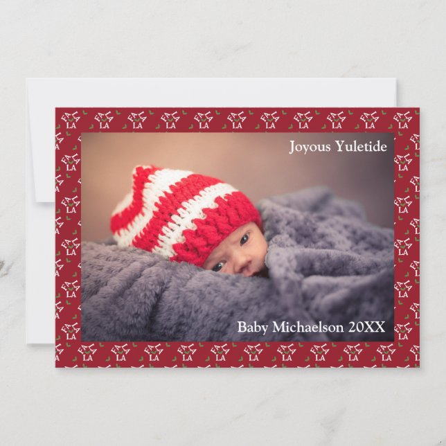 Fa La La Festive Holly Christmas Holiday Card (Front)