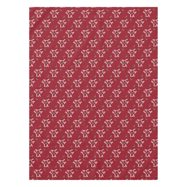 Fa La La Festive Holly Christmas Tablecloth (Front)