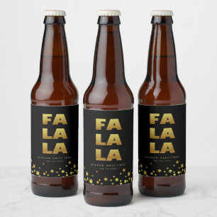 Fa La La   Fun Christmas Black & Gold  Beer Bottle Beer Bottle Label