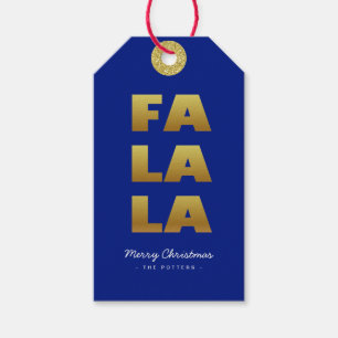 Fa La La Fun Christmas Blue & Gold Gift Tags