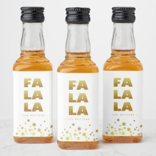 Fa La La   Fun Christmas White & Gold Mini Liquor Bottle Label