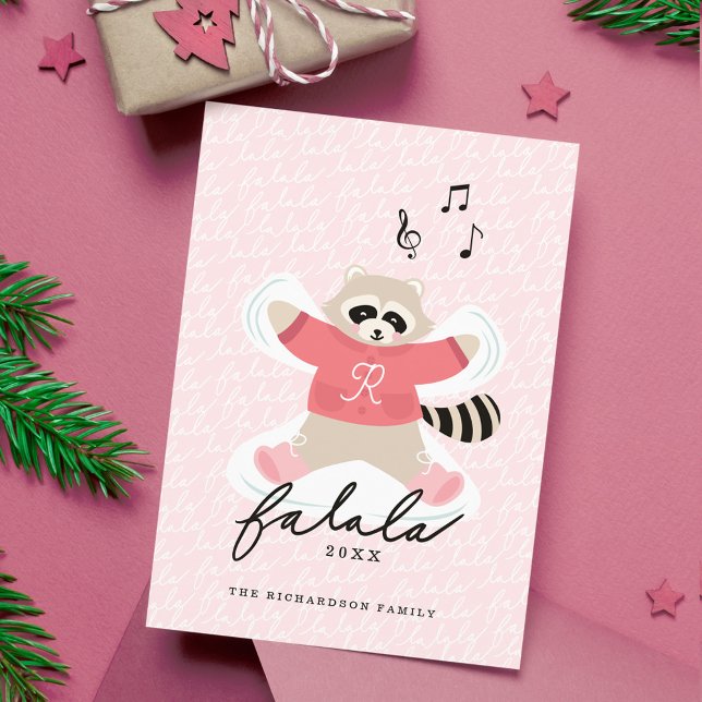 Fa La La Fun Cute Woodland Racoon Snow Angel Holiday Card (Fa La La Cute Woodland Raccoon Snow Angel Holiday Card)