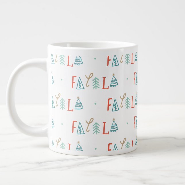 Fa La La Funny Christmas Tree Holiday Large Coffee Mug (Left)