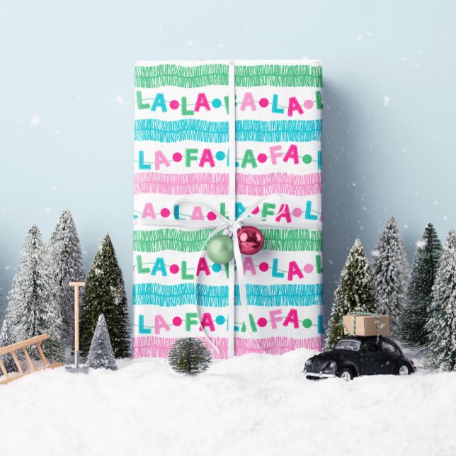 Fa La La Garland- Christmas Wrapping Sheets (Festive FA LA LA Garland- gift wrap sheet trio- by clearlytangled studio.)