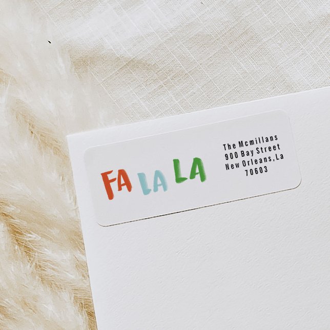 Fa La La Holiday Return Address Labels (Watercolor Fa La La festive Christmas carol return address labels.)