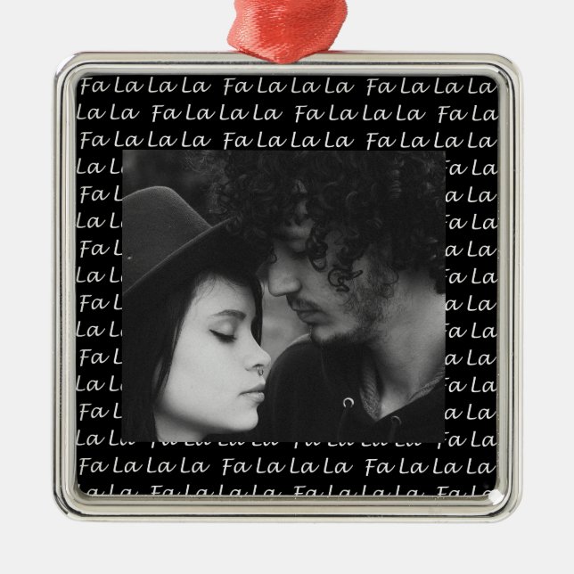 Fa La La La Christmas Personalised Photo   Metal Tree Decoration (Front)