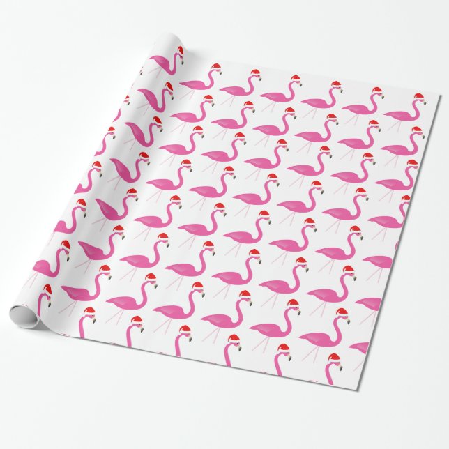 Fa la la la Flamingo Holiday Wrapping Paper (Unrolled)