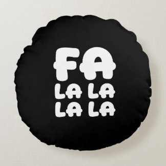 Fa La La La La Black & Red Chic Christmas Accent Round Cushion