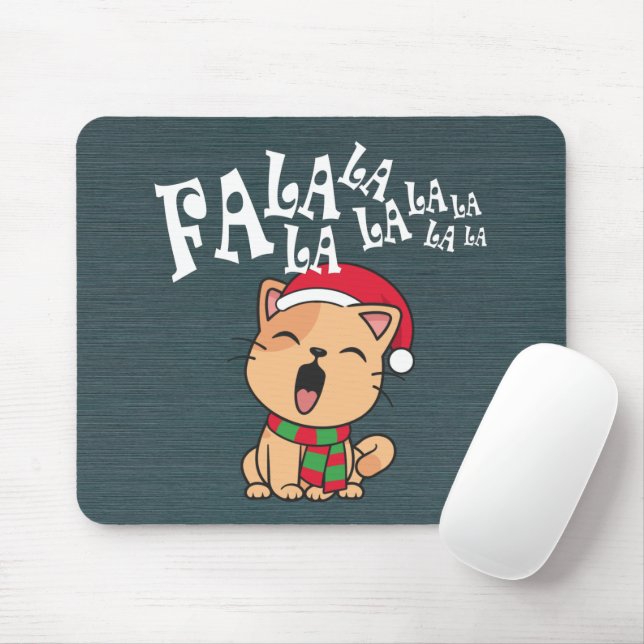 Fa La La La La Christmas Cat Singing | Mousepad (With Mouse)