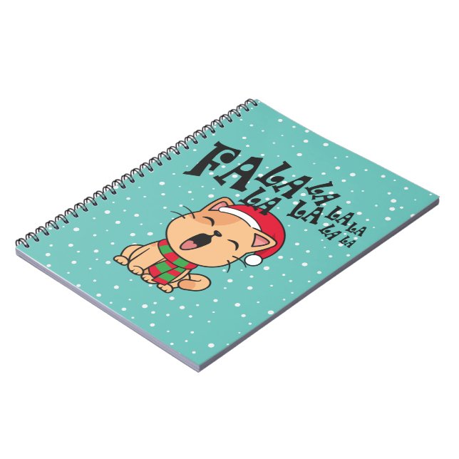 Fa La La La La Christmas Cat Singing | Notebook (Left Side)