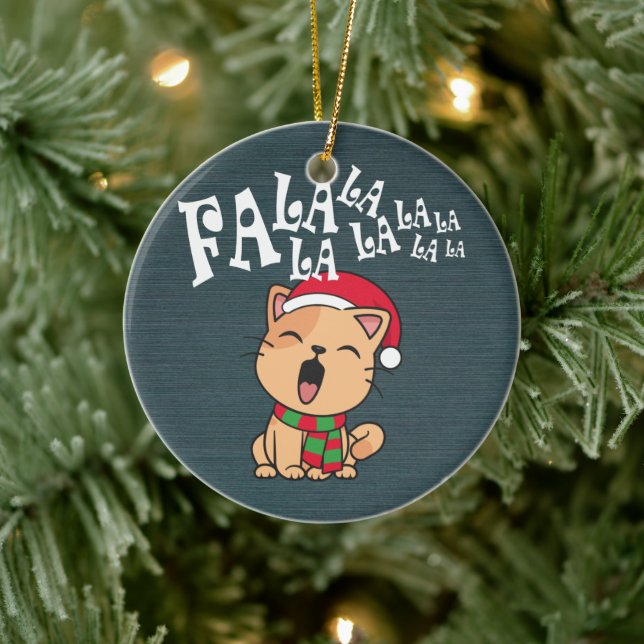 Fa La La La La Christmas Cat Singing | Ornament (Tree)