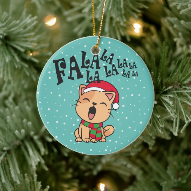 Fa La La La La Christmas Cat Singing | Ornament (Tree)