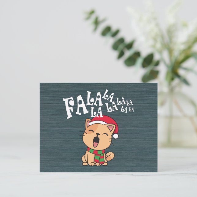 Fa La La La La Christmas Cat Singing | Postcard (Standing Front)