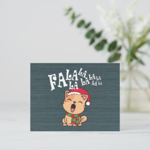 Fa La La La La Christmas Cat Singing   Postcard