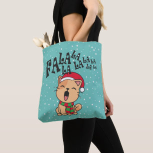 Fa La La La La Christmas Cat Singing   Tote Bag
