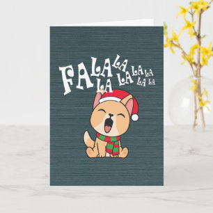 Fa La La La La Christmas Dog Singing Greeting Card