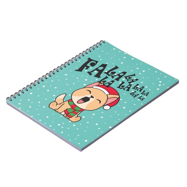 Fa La La La La Christmas Dog Singing | Notebook (Left Side)