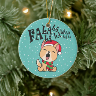 Fa La La La La Christmas Dog Singing Ornament