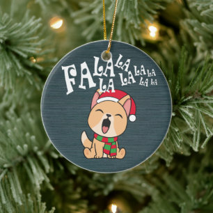 Fa La La La La Christmas Dog Singing   Ornament