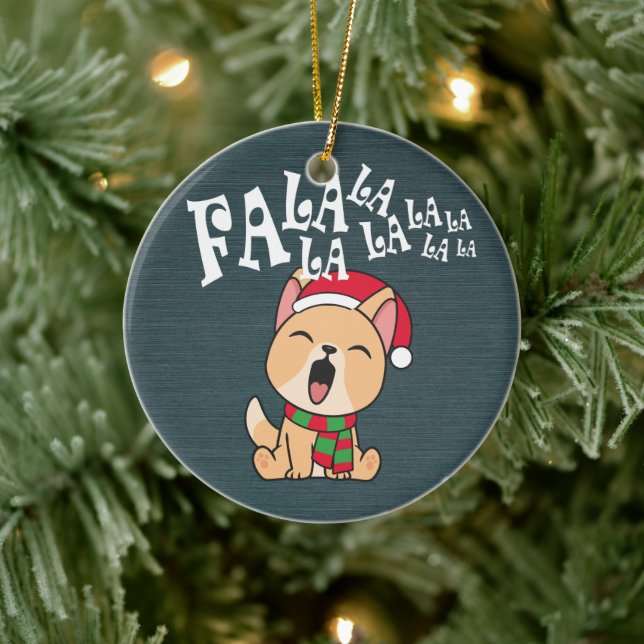 Fa La La La La Christmas Dog Singing | Ornament (Tree)