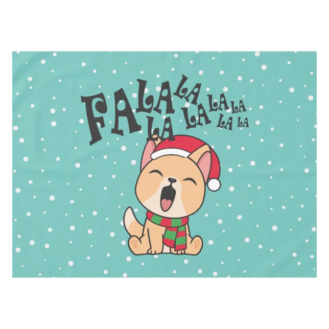 Fa La La La La Christmas Dog Singing | Tablecloth (Front (Horizontal))