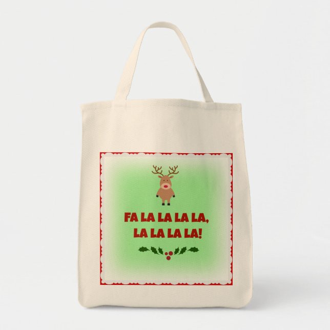 Fa La La La La Christmas Organic Canvas Tote (Front)