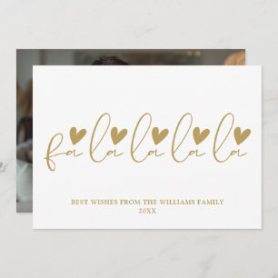 Fa La La La La Gold Script Photo Christmas Holiday Card
