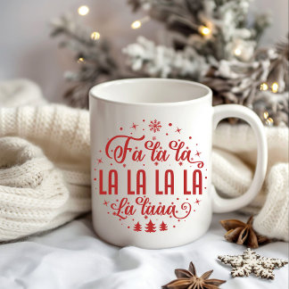 Fa La La La La La Red Christmas Mug, Holiday Gift Coffee Mug