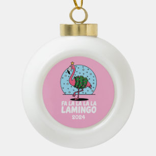 Fa La La La La Lamingo Ceramic Ball Christmas Ornament
