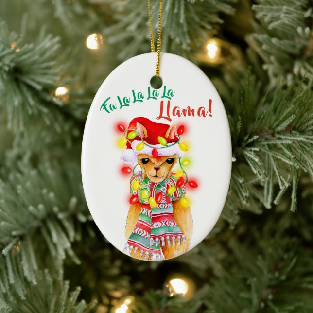 Fa La La La La Llama Christmas Ceramic Tree Decoration (Tree)