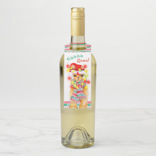 Fa La La La La Llama! whimsy watercolor Christmas Bottle Tag