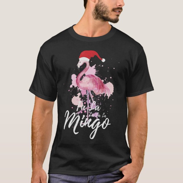 Fa La La La La Mingo Funny Christmas Flamingo Cute T-Shirt (Front)