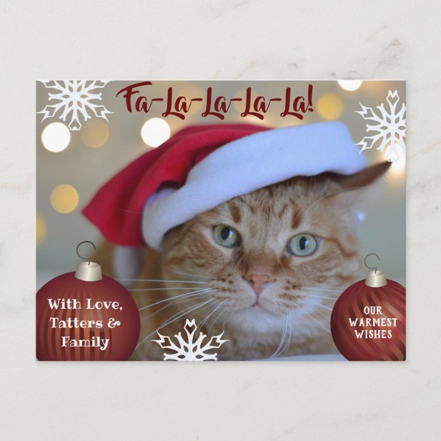 Fa-La-La-La-La Pets Holiday Photo Postcard (Front)