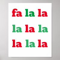 Fa La La La La Print Christmas Carol Red Green Art