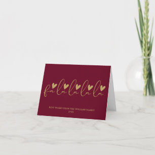 Fa La La La La Script Red And Gold Christmas Holiday Card