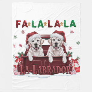 Fa La La La Labrador Christmas Fleece Blanket