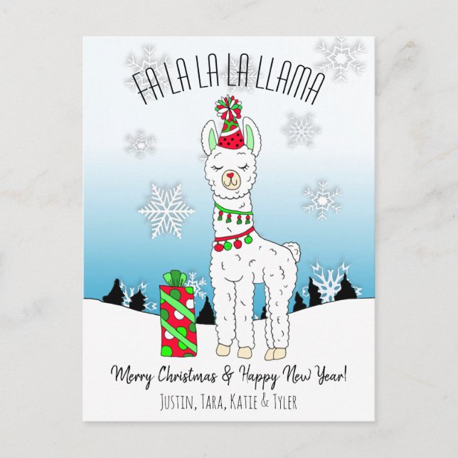 Fa La La La Llama Christmas Card (Front)