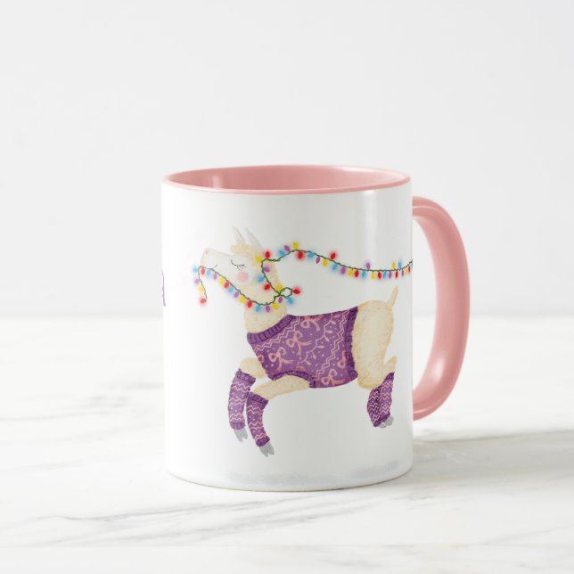 Fa-la-la-la-llama cute Christmas mug (Front Right)