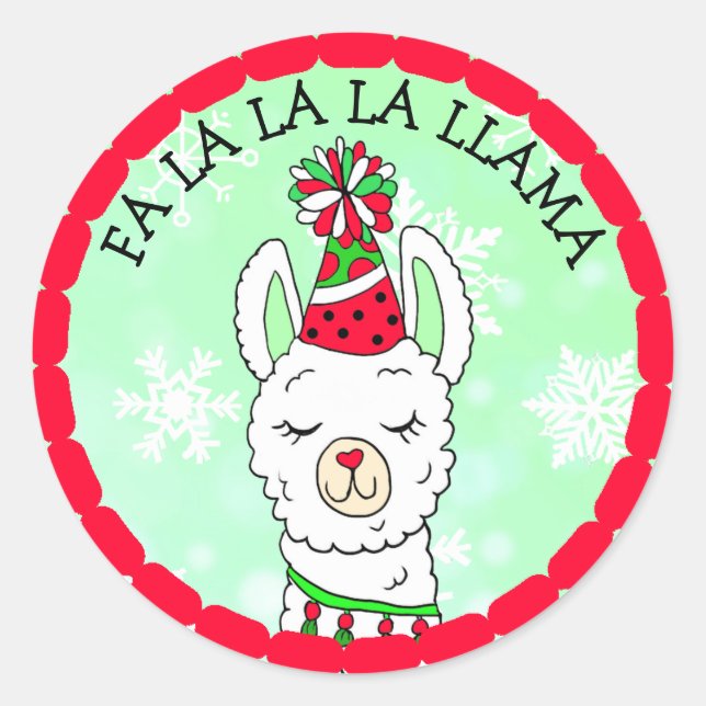 Fa la la la LLama Funny Christmas Classic Round Sticker (Front)