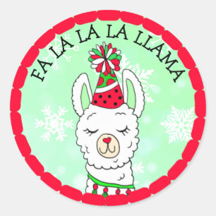 Fa la la la LLama Funny Christmas Classic Round Sticker