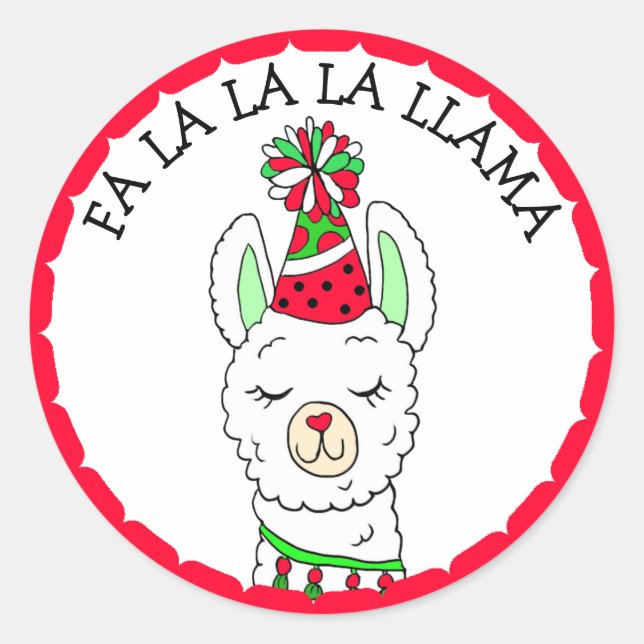 Fa la la la LLama Funny Christmas Classic Round Sticker (Front)