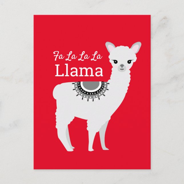 Fa la la la Llama Funny Red Funny Christmas Holiday Postcard (Front)