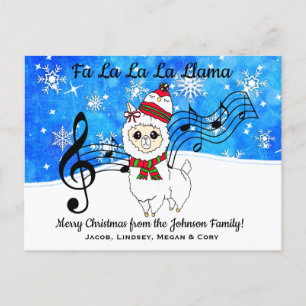 Fa La La La LLama Personalised Christmas Postcard
