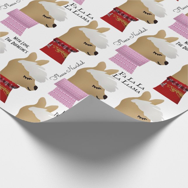 Fa La La La Llama Personalised Holiday Wrapping Paper (Corner)