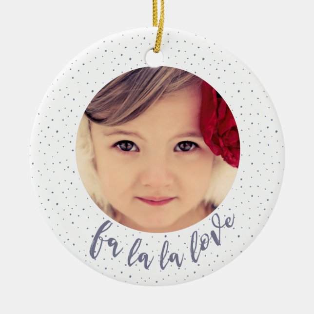 Fa La La La Love Christmas Photo Tree Ornament (Front)