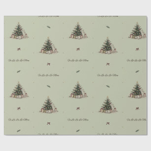 Fa La La La Meow Sage Cat Wrapping Paper